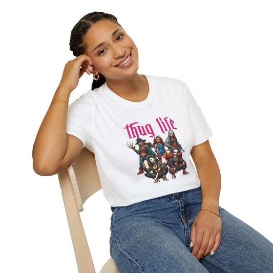 Lady Thug Life Pink Font Horror Character Unisex Softstyle T-Shirt