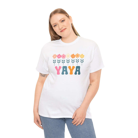 Floral Yaya Unisex Heavy Cotton Tee | Retro Daisy Yaya Shirt