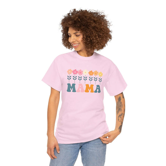 Daisy Mama Unisex Heavy Cotton Tee | Retro Floral Mom Shirt