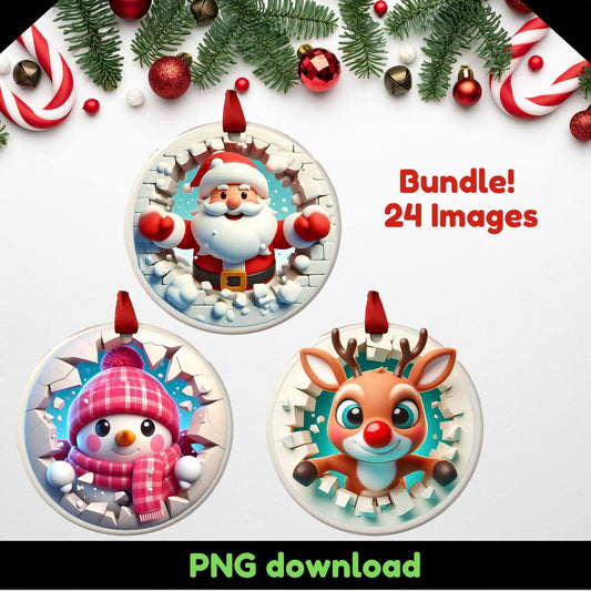 Christmas Ornament Sublimation Bundle | 24 PNG Images for Crafting - Crafty Harvest Designs