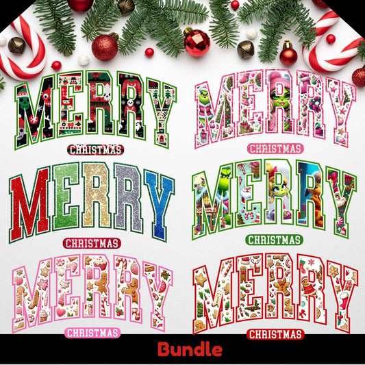 Merry Christmas Bundle | 6 Festive PNG Designs for Crafting - Crafty Harvest Designs