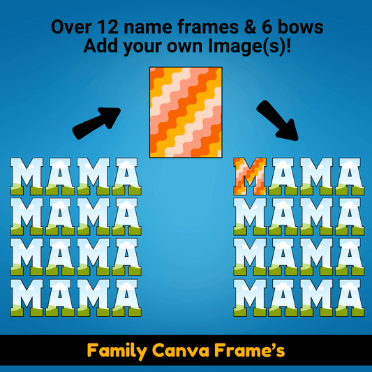 Canva Frames Family Names Bundle | Editable Custom Frames PNG - Crafty Harvest Designs
