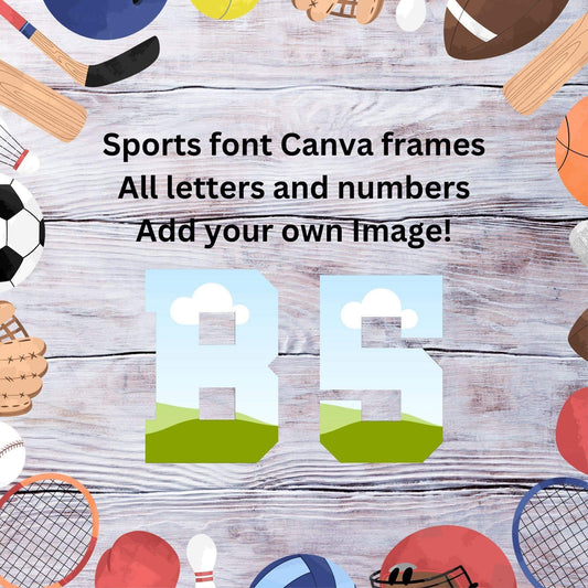 Sports Font Canva Frames Bundle | Letters & Numbers for Custom Designs” - Crafty Harvest Designs