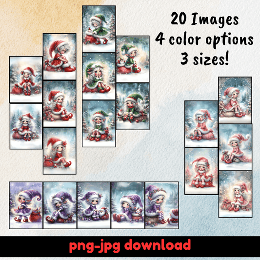Magical Holiday Elf Designs | 4 Colors for Decoupage & Sublimation - Crafty Harvest Designs