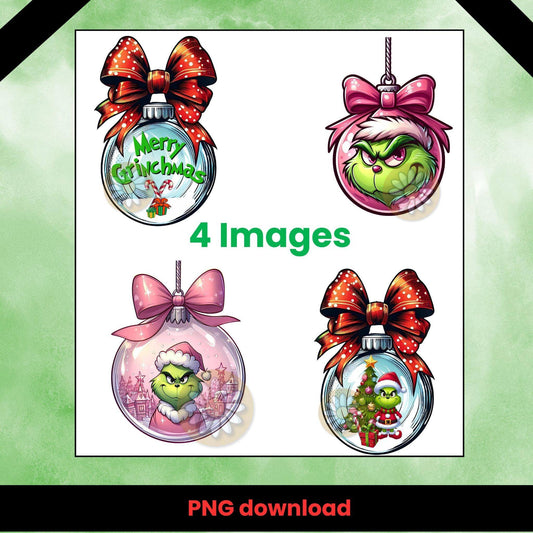 Merry Grinchmas PNG Bundle | Grinch Ornaments & Christmas Designs - Crafty Harvest Designs