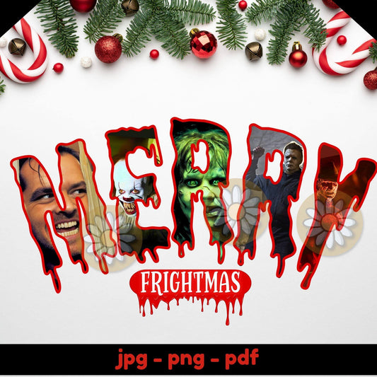 Merry Frightmas Horror Movie Christmas Design | Creepy Holiday PNG - Crafty Harvest Designs