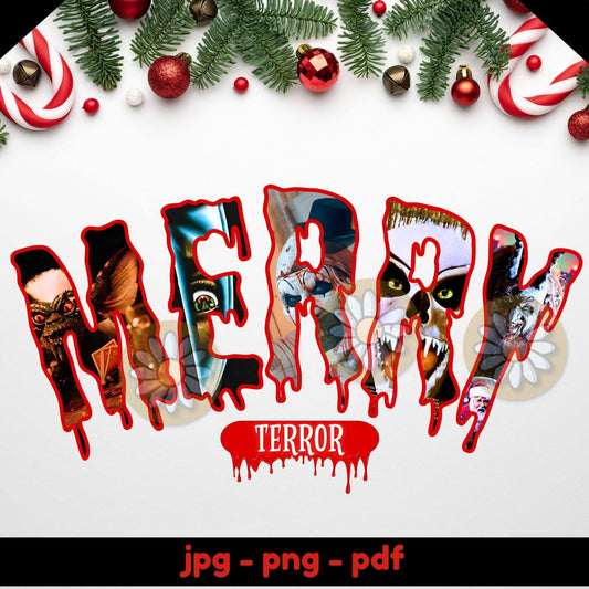 Merry Terror Christmas Horror Design | Creepy Holiday PNG - Crafty Harvest Designs