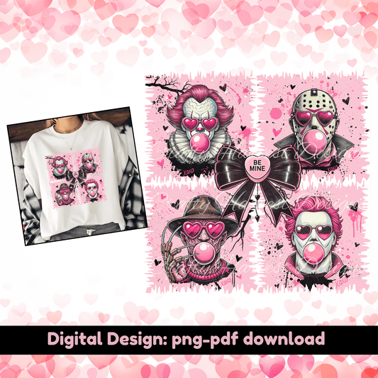 Valentine horror movie character Be Mine - PNG & PDF download - Crafty Harvest Designs