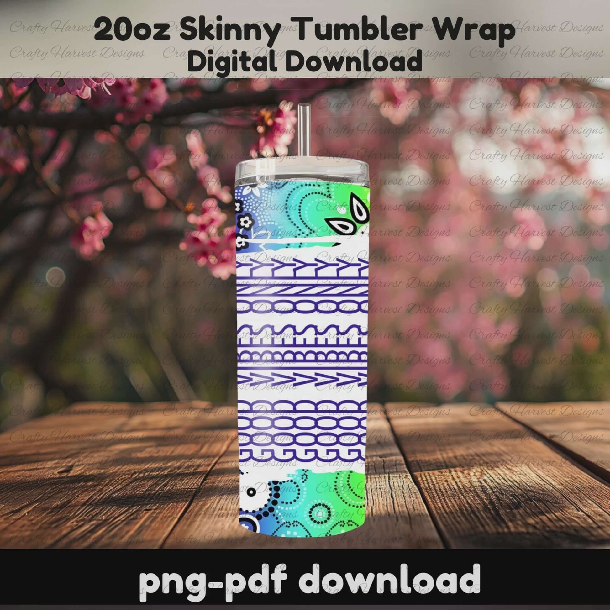 Rotating mockup of Good Vibes only 20oz tumbler design bundle.