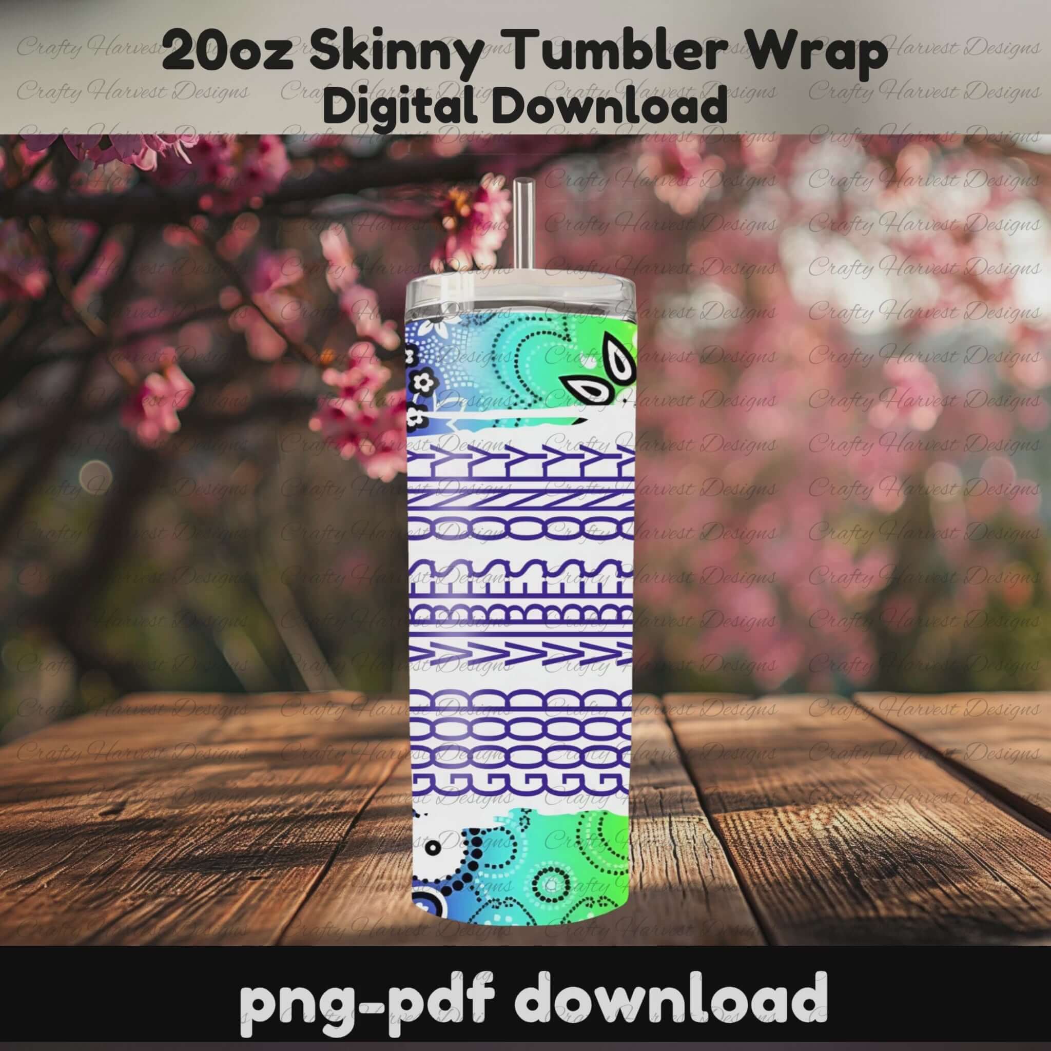 Rotating mockup of Good Vibes only 20oz tumbler design bundle.
