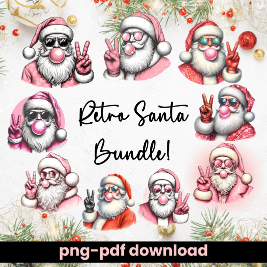 Retro Santa Bundle | Vintage Holiday Designs for T-Shirts, Mugs & More - Crafty Harvest Designs