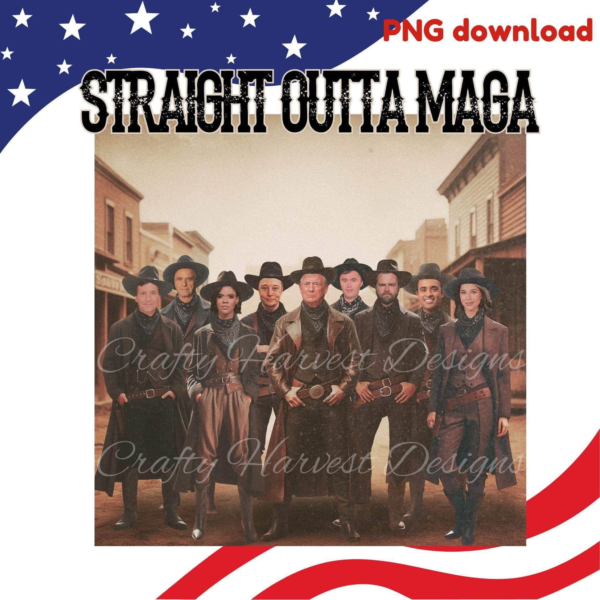 Straight Outta MAGA Digital Design | Two Font Color Options PNG - Crafty Harvest Designs