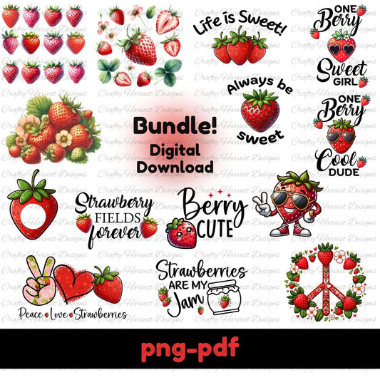 Berry Sweet Digital Design Bundle – PNG | | PDF