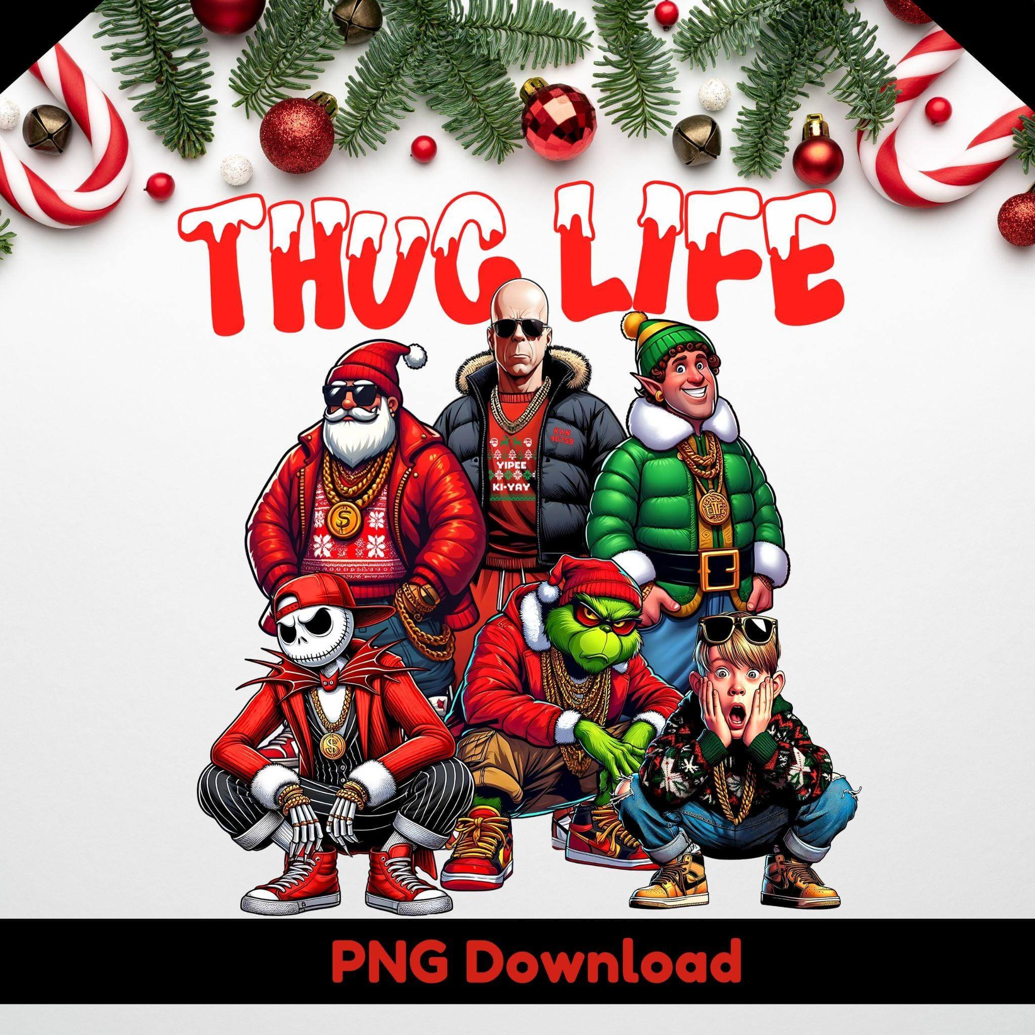 Thug Life Christmas Movie Characters | Ralphie & Kevin PNG Designs - Crafty Harvest Designs