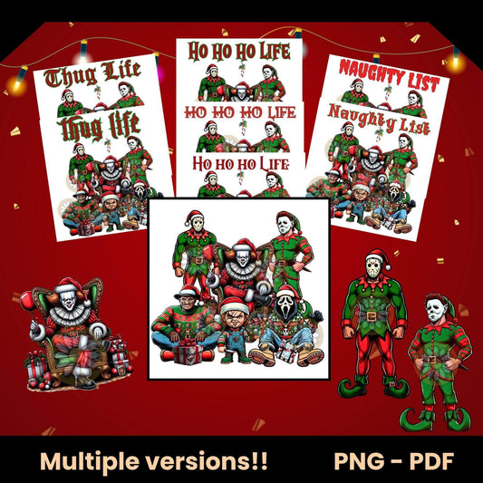 Thug Life Christmas Horror Movies PNG | Scary Movie Retro Christmas Design - Crafty Harvest Designs