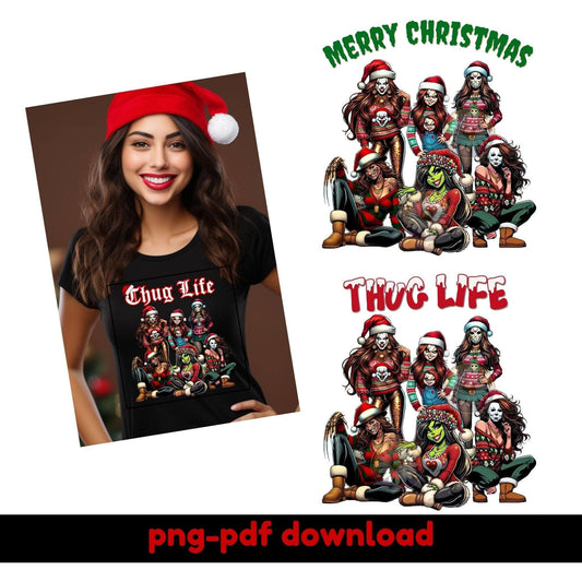 Thug Life Girls Ugly Christmas Sweater | PNG Bundle with 4 Variations - Crafty Harvest Designs