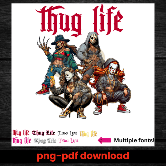 Lady Thug Life Horror Characters | PNG & PDF Download for DIY Projects - Crafty Harvest Designs