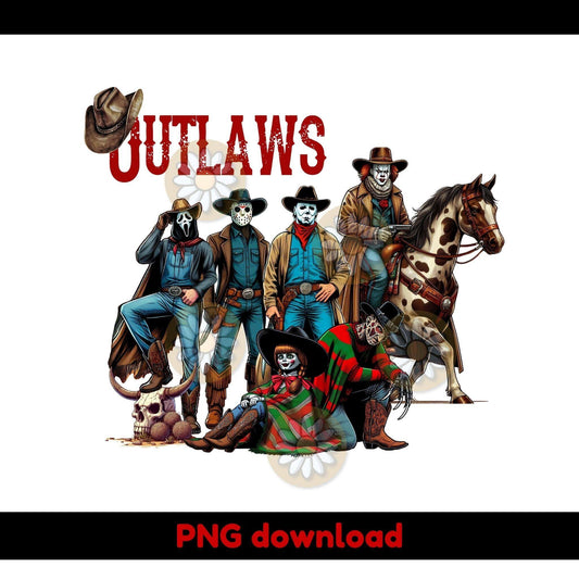 Wild West Horror Mashup PNG | Outlaw Cowboys with Spooky Masks Design - Crafty Harvest Designs