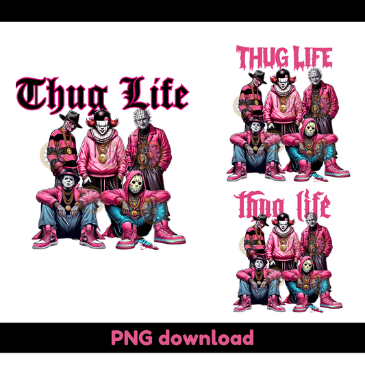 TShirt Thug Life Baddies Pink edition Halloween tshirt design PNG / PDF download . - Crafty Harvest Designs